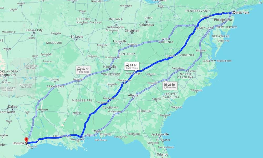 usa 1 week road trip map